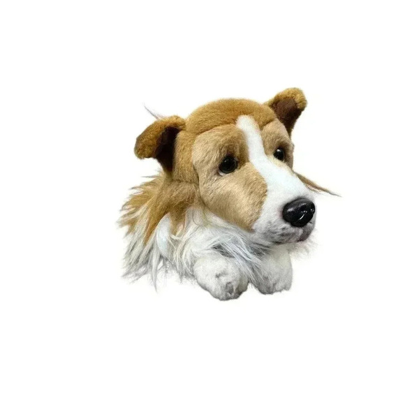 Vintage Yomiko Classics Realistic Collie Dog Plush Stuffed Animal Laying Down - Picture 1 of 10